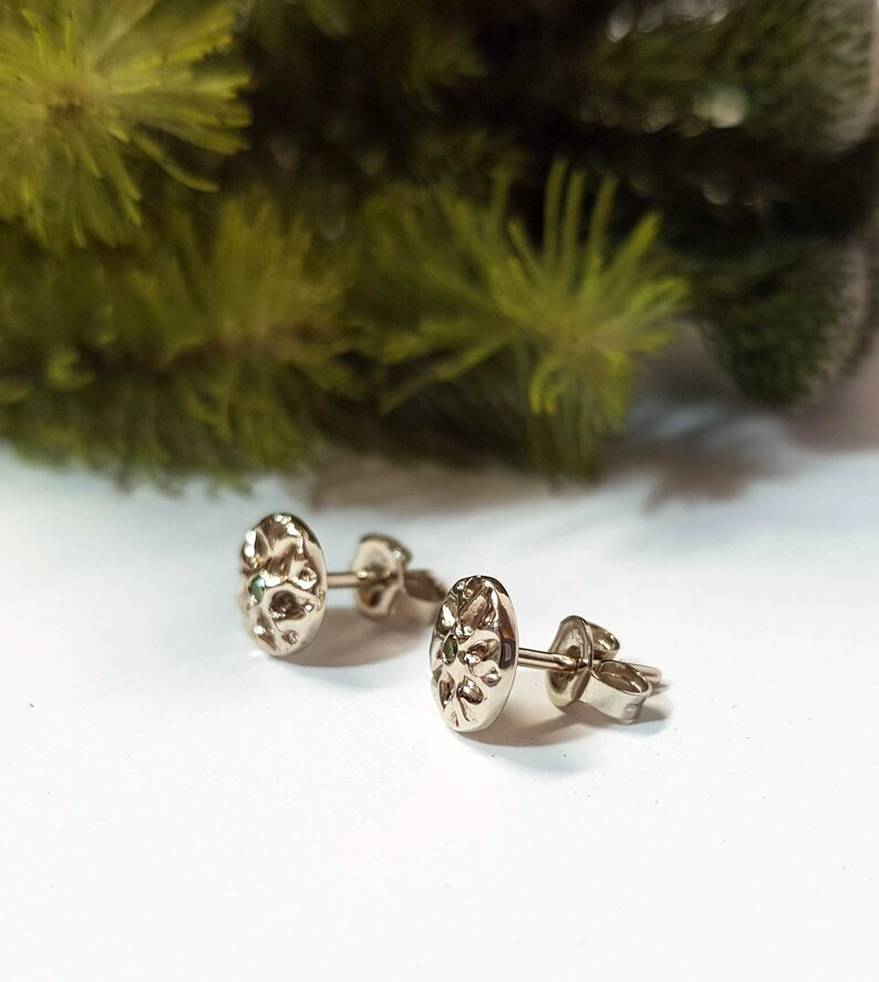 Gold Earrings, Diamond Stud Earrings, Diamond Studs, White Gold, 14 KT Gold image 6