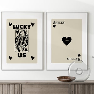 Oeuvre digitale personnalisée, esthétique tendance rétro, carte Black Ace, affiche Lucky You, art mural tendance, numérique, Saint Valentin