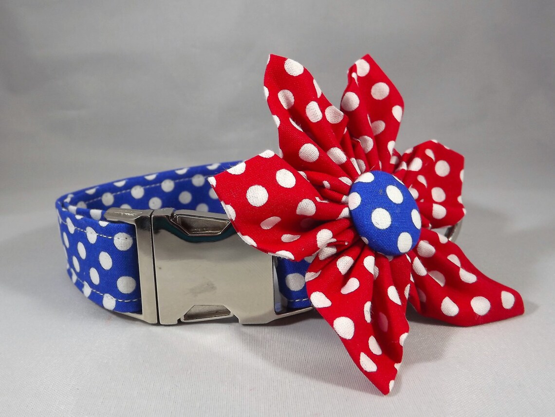 Red White and Blue Dog Collar Patriotic Dog Collar July 4th Etsy