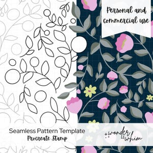 Ditsy Floral Pattern Layout Stamp for Procreate | Seamless Meadow Floral Repeat Template for Surface Pattern Design | Commercial Use