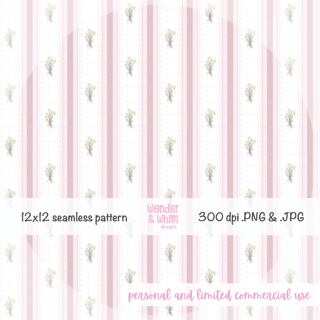 Vintage Wildflower Stripe Seamless Pattern | Cottagecore Pastel Floral ...
