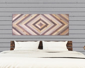 Geometric Wood Art, Chevron Wood Art, Reclaimed Wood, Wood Headboard, Country Decor, Farmhouse, Southwestern, Southwest Decor