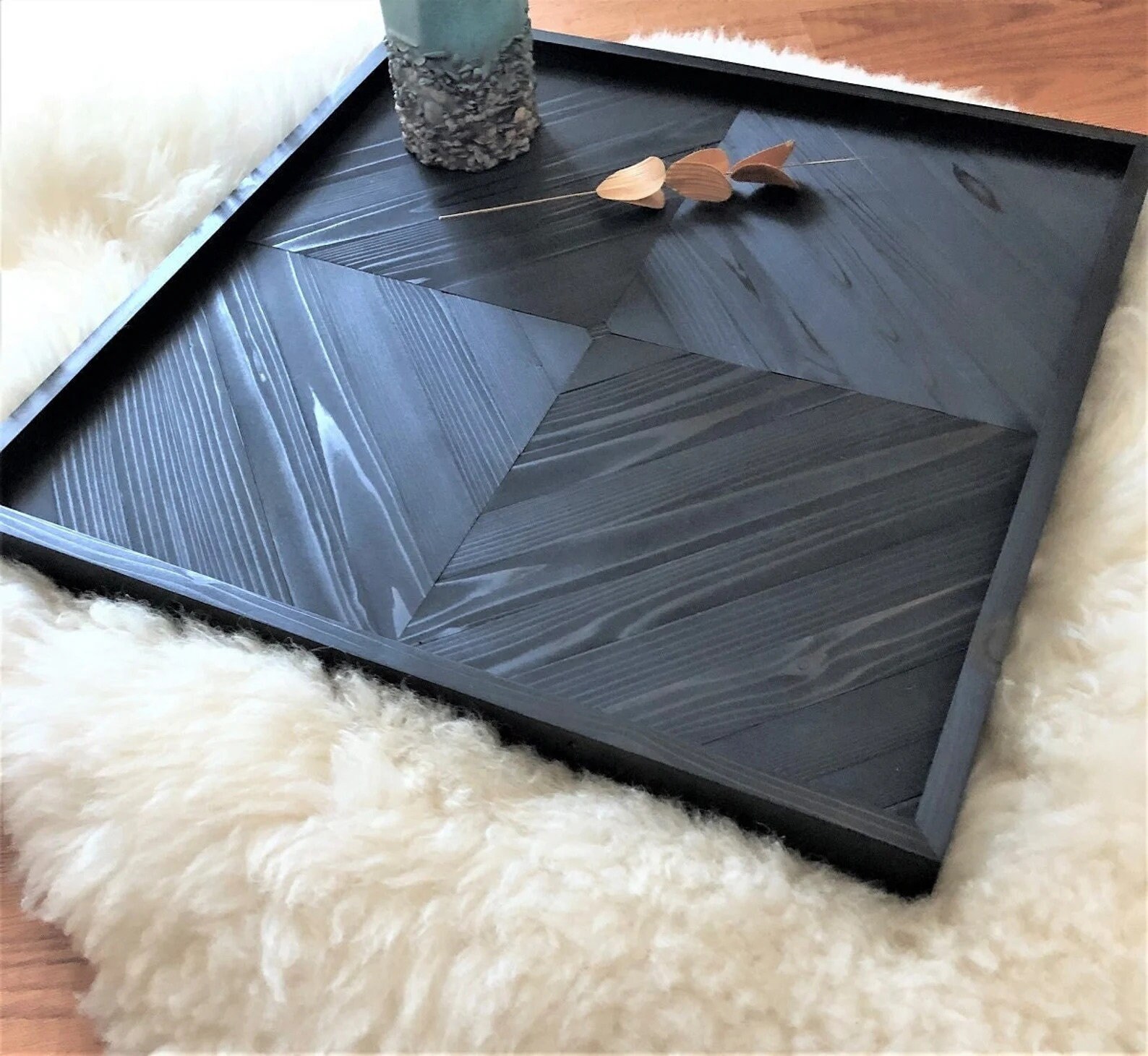 Large Square Ottoman Tray Black Oversized Long Minimalist Etsy