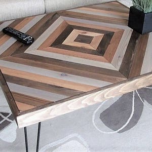 Wood Coffee Table Wood Chevron Square Geometric Modern - Etsy