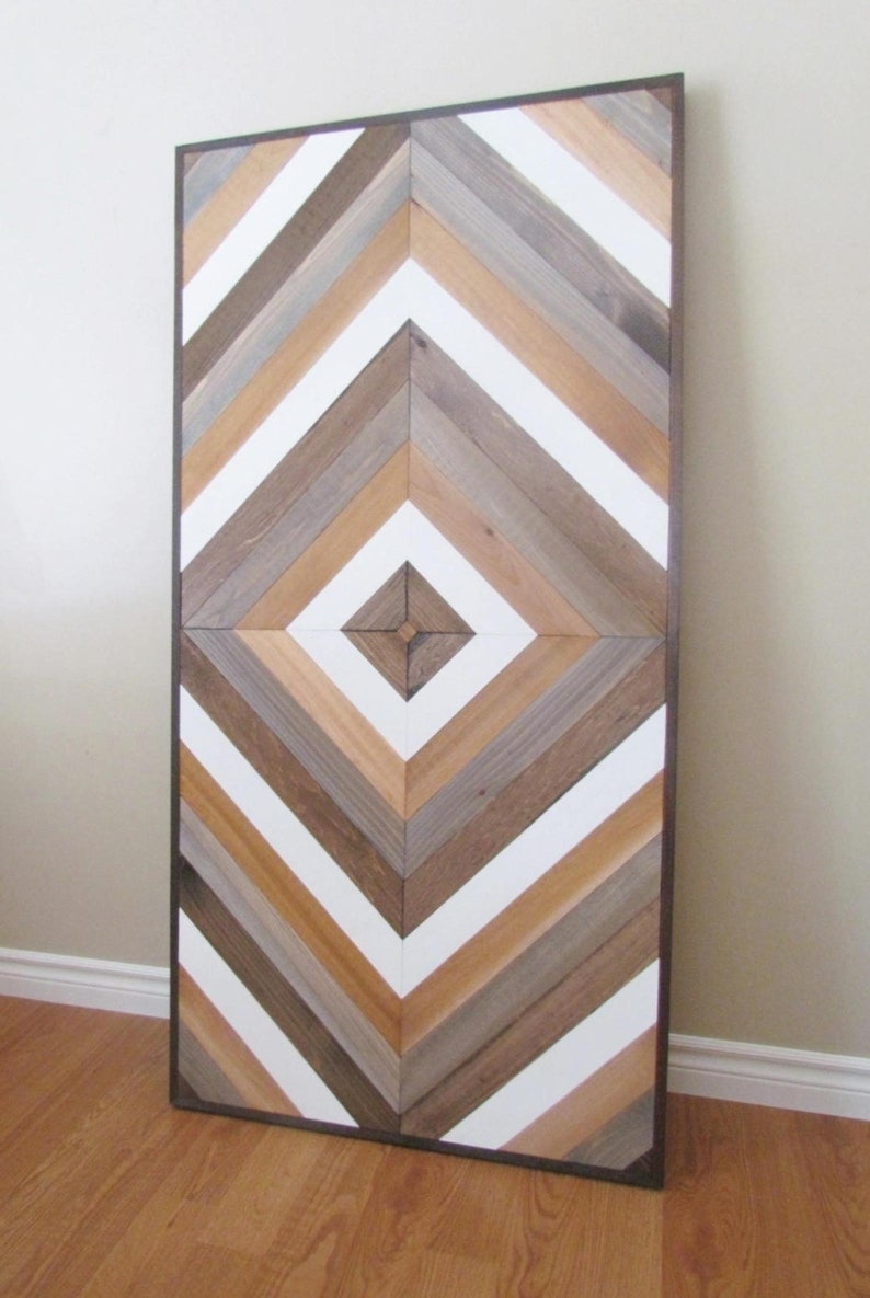 Wood Wall Art Chevron Wall Art Reclaimed Wood Wall Hanging Etsy