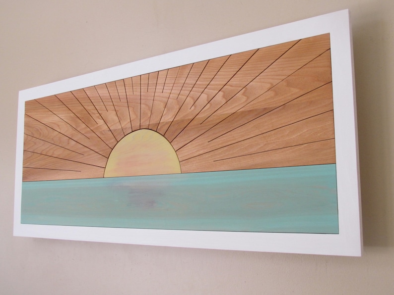 Wood Sunrise Wall Art Beach Decor Coastal Nursery Wood Etsy