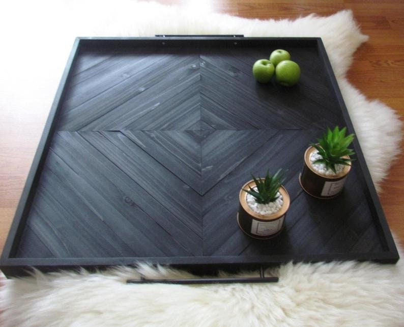 large dark wood tray