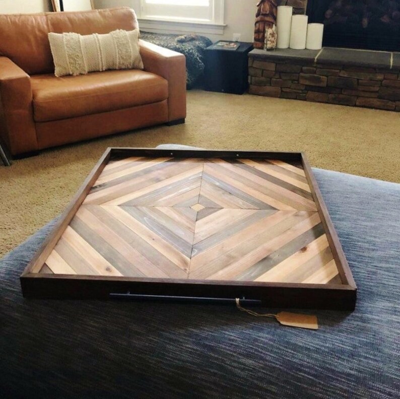 Large Square Ottoman Tray Oversized Coffee Tray Farmhouse Etsy