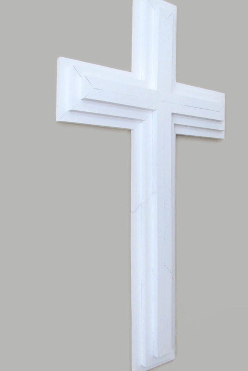 Large Wall Cross 36 White Rustic Wood Cross Etsy