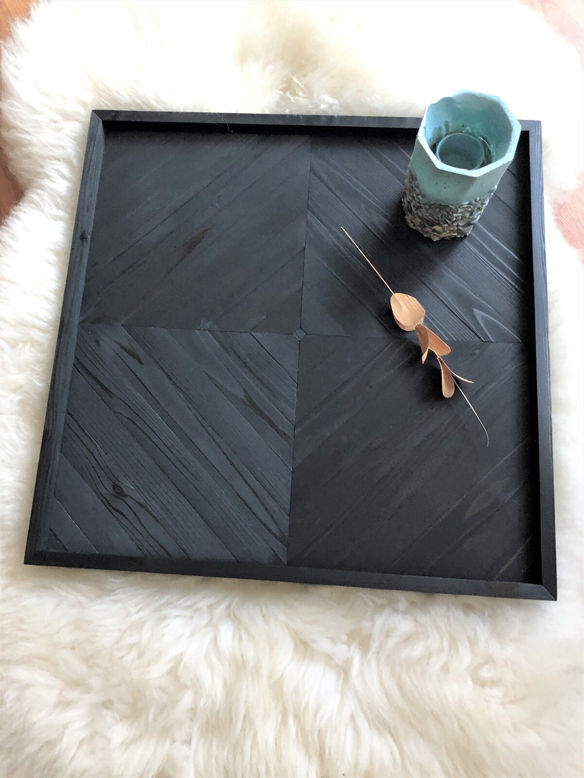 Large Square Ottoman Tray Black Oversized Long Tray Etsy