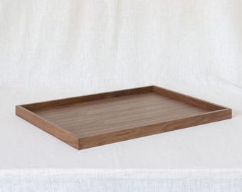 Bandeja otomana grande de madera para mesa de centro, hecha a mano en roble o nogal.