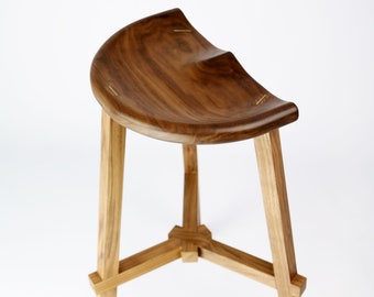 Handmade Wood Bar Stools, Kitchen Counter Stool {Shown in Walnut with contrasting Maple details}