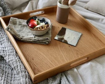 Walnut Wooden Serving Tray, Coffee Table Tray, Handmade Minimalist Ottoman Footstool Tray, Modern Home Decor Organization