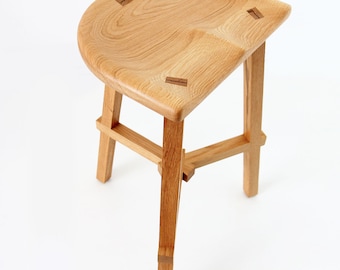 Kitchen Counter Stool for Island, Tall Backless Solid Wood Bar Stools  {Shown in Oak and Walnut details}