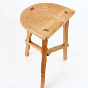 Kitchen Counter Stool for Island, Tall Backless Solid Wood Bar Stools  {Shown in Oak and Walnut details}