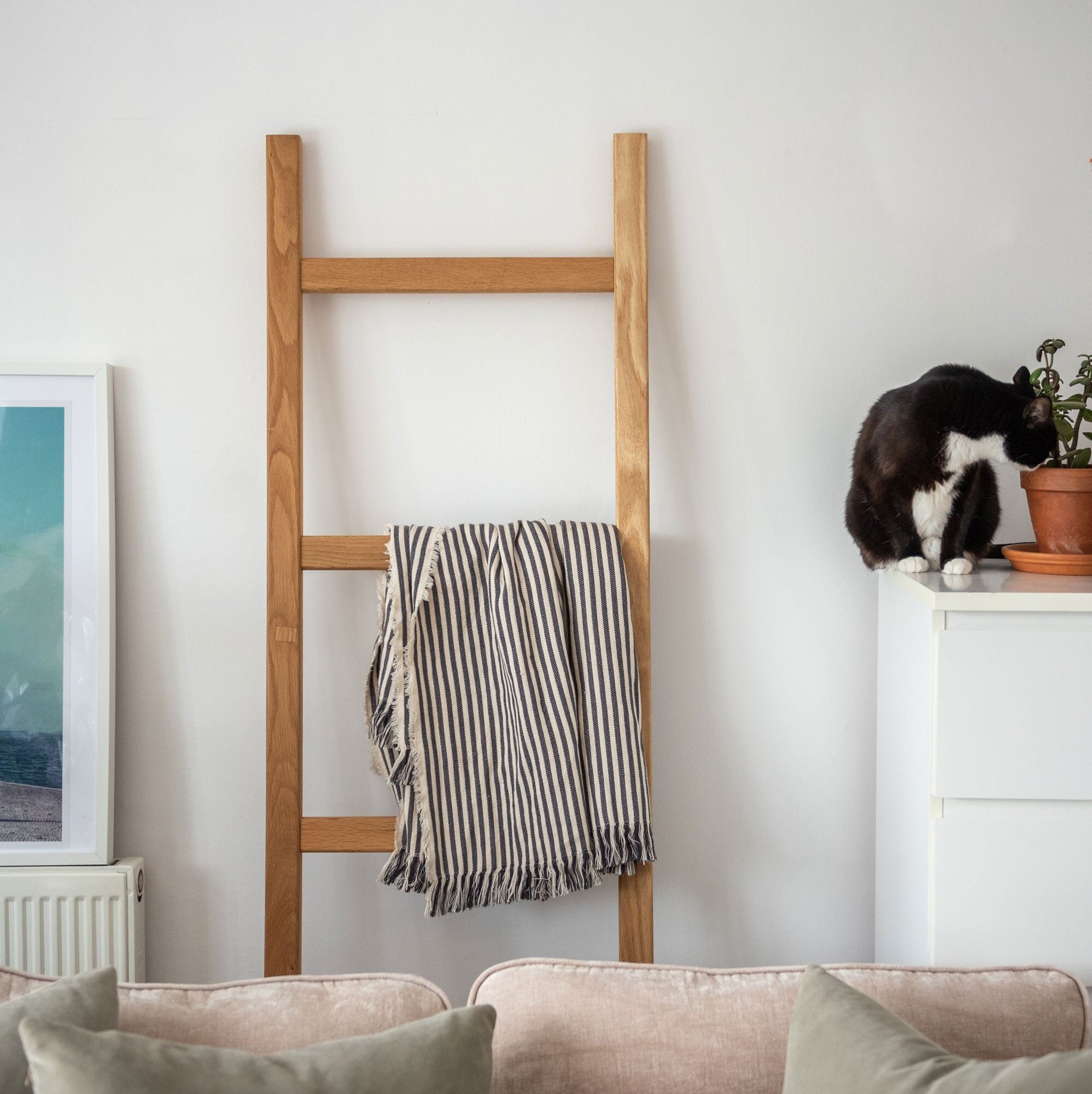 Décor Mural, Échelle de Couverture, Porte-Serviettes {En Chêne}