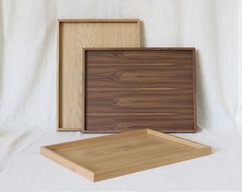Bandeja otomana grande de madera, bandeja para mesa de centro, bandeja para servir tipo reposapiés, decoración minimalista hecha a mano para el hogar, regalo de inauguración de casa