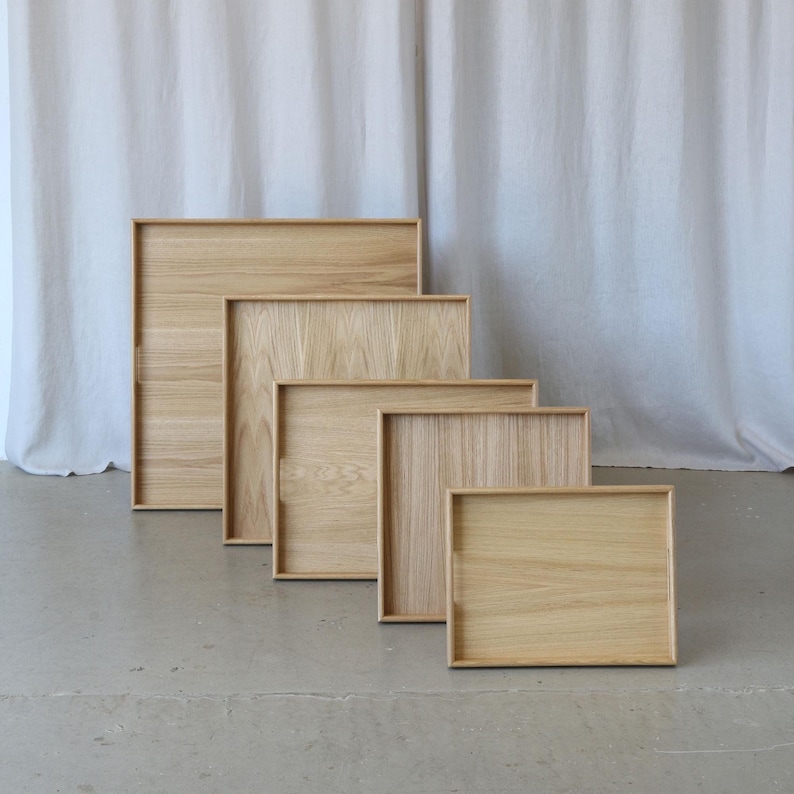 Bandeja otomana de madera de nogal con asas, reposapiés multiusos, decoración moderna para sala de estar, regalo de cumpleaños para ella. Oak