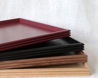 Decorative Red Wooden Catchall Valet Tray | Handmade Trinket Vanity Tray | Desk Organizer | Luxury Boho Home Decor | New Home Gift