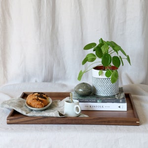 Oversized Walnut Serving Tray without Handles, Footstool Storage, Farmhouse Home Decor, Birthday Gift, Easter Gift