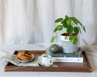 Oversized Walnut Serving Tray without Handles, Footstool Storage, Farmhouse Home Decor, Birthday Gift
