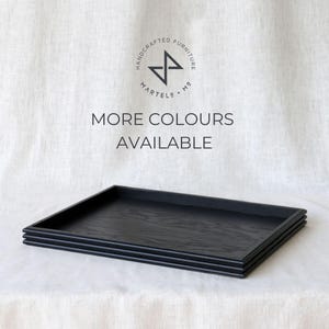 Handmade Black Wooden Valet Tray: Reeded Trinket Desk Organizer