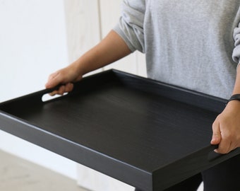 BESPOKE OFFER for Shaleen - 80 x 40 cm Large Black Footstool Tray with Handles