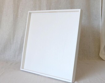 60x60cm White Wooden Kitchen Serving Tray | Handmade Lacquered Ottoman Tray with Handles | Modern Decor & Anniversary Gift