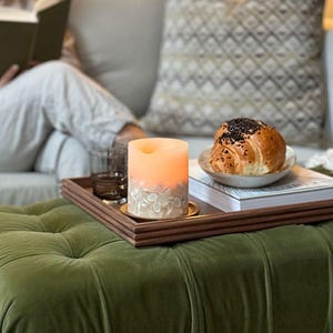 Handmade Walnut Ottoman Tray | Coffee Table Large Wooden Serving Tray | Luxury Living Room Home Decor | Housewarming Gift