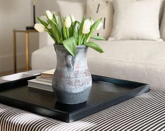 Wooden Black Ottoman Tray with no Handles, Coffee Table Storage, Handmade Living Room Home Decor, New Home Gifts