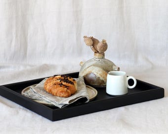 BESPOKE OFFER for Gulia - 72.5 x 30cm Handmade Large Ottoman Storage Tray, Black Wooden Serving Tray for Coffee Table