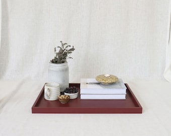 Handmade Red Wooden Serving Tray | Lacquered Ottoman Cover Tray | Housewarming & Couples Gift | Living Room Decor