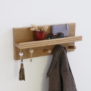 Handmade Wooden Entryway Organizer: Wall-Mounted Coat Rack with Shelf