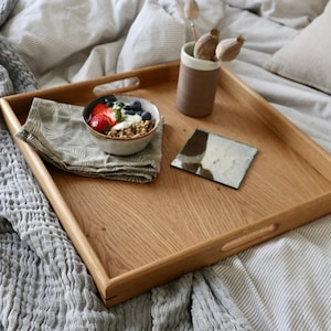 Walnut Wooden Serving Tray, Coffee Table Tray, Handmade Minimalist Ottoman Footstool Tray, Modern Home Decor Organization
