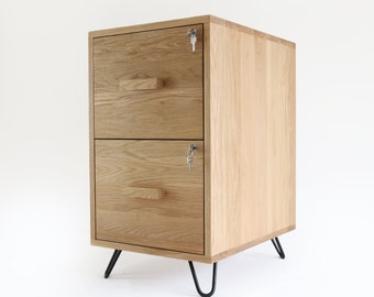 Wooden Filing Cabinet with 2 Lockable Drawers, Modern Oak File Cabinet {Shown in Oak}