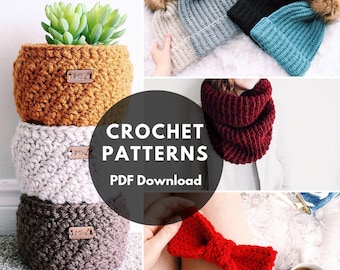 Market Favorites Bundle/crochet basket/crochet beanie/crochet bow/crochet cowl