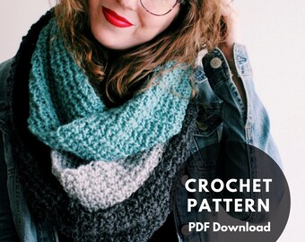 Bennington Super Scarf/crochet pattern/infinity scarf/colour block scarf