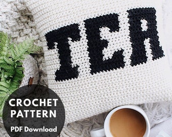 Tea Pillow Crochet Pattern//crochet pillow/tea pillow/fair isle pillow/crochet pillow cover
