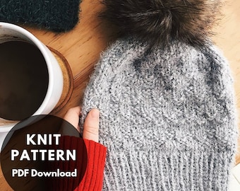 Boulevard Beanie pattern/knit beanie pattern/winter hat/knit beanie/fall hat/fur pom beanie/handmade hat/winter toque