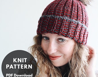 Bruce Beanie Pattern/knit beanie/knit hat pattern/winter beanie pattern