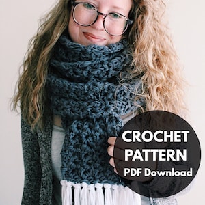 Lenny Scarf pattern/super scarf/crochet scarf/winter scarf/tassel scarf/oversized scarf/trendy fashion/winter fashion/handmade scarf