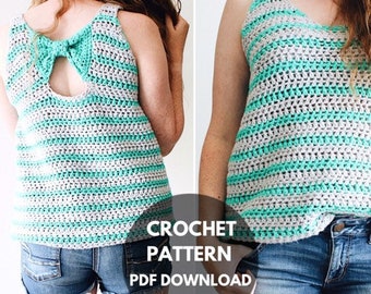Bow-Dacious Summer Top crochet pattern/crochet tank top/crochet garment