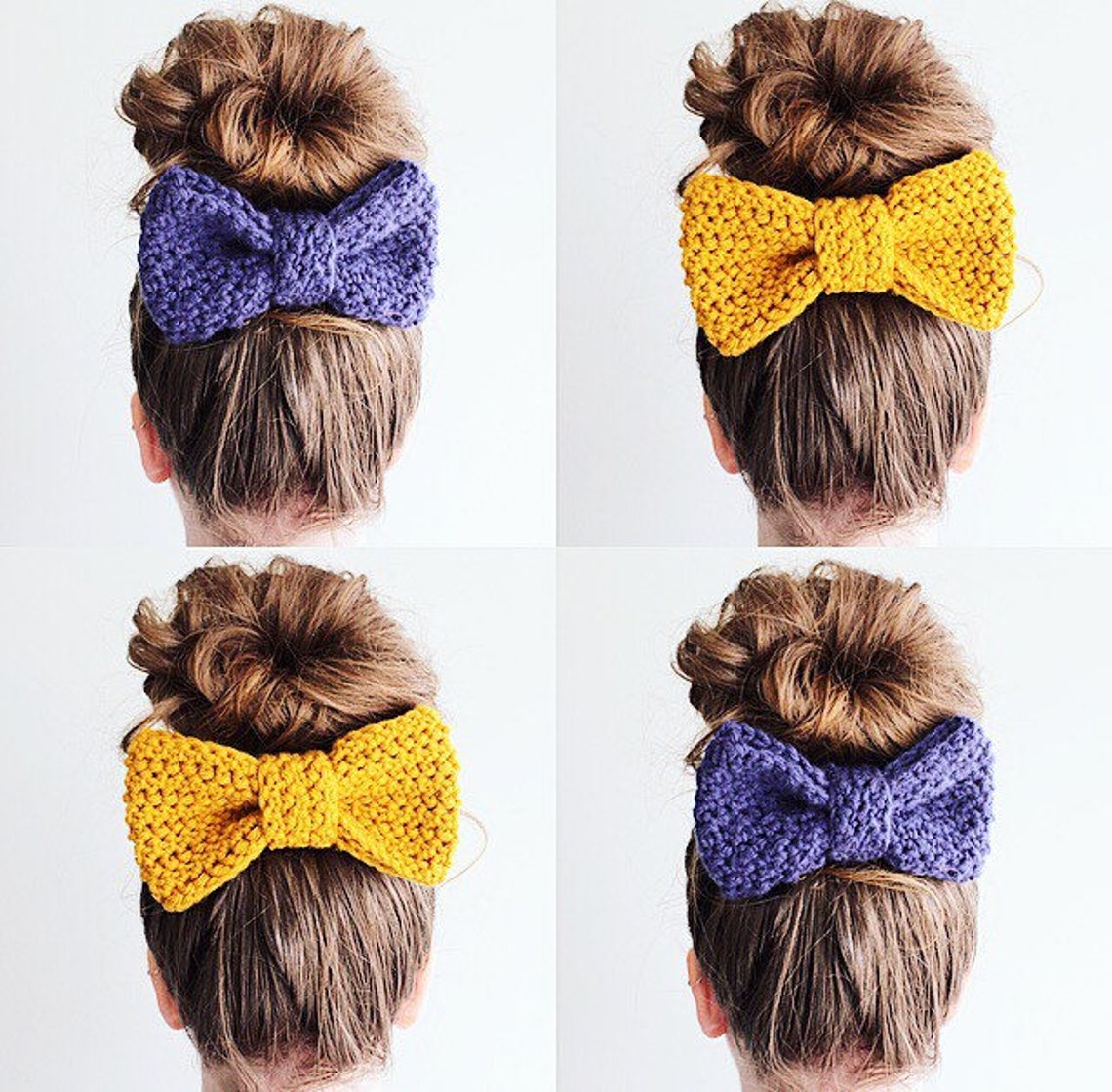 Bow Tie Pattern/double Pattern/hair Ties/crochet Etsy