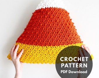 Candy Corn Pillow Pattern/Stuffed Candy Corn/Crochet Candy Corn/Spooky Season/Crochet Pillow/Fall Decor/Crochet Pattern/Handmade Pillow