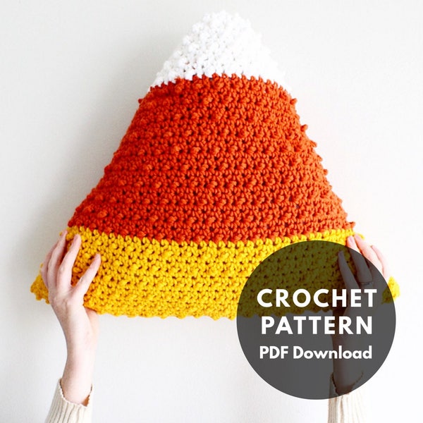 Candy Corn Pillow Pattern/Stuffed Candy Corn/Crochet Candy Corn/Spooky Season/Crochet Pillow/Fall Decor/Crochet Pattern/Handmade Pillow