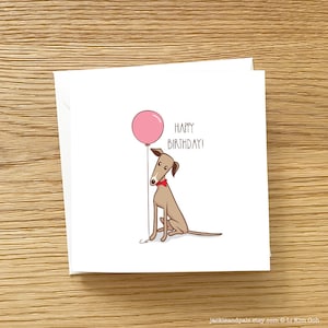 Carte de voeux chien - Carte d'anniversaire lévrier, carte lévrier, carte d'anniversaire chien, lévrier avec ballon carte d'anniversaire