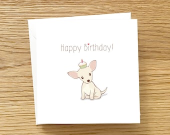 Dog Greeting Card - Chihuahua Birthday Card, Chihuahua card, Dog birthday card, Chihuahua Happy Birthday Card, White Chihuahua