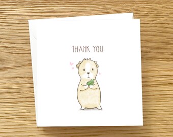 Thank You Card - Cute Guinea Pig Thank You Card, Lettuce be friends, Guinea Pig Card, Thank you card card, Guinea Pig Lettuce be Friends