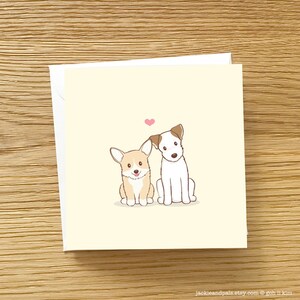 Carte de vœux de chien - Cute Corgi et Jack Russell Terrier, Carte d’amitié, Carte de chien, Carte de voeux de chien, Carte d’occasion