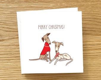 Dog Greeting Card - Greyhound Christmas Card, Dog Christmas Card, Cute Greyhound Christmas Card, Greyhound Christmas, Greyhound Card
